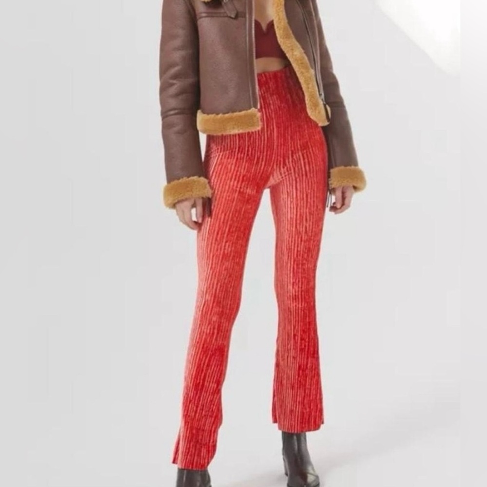 Urban Outfitters Red Velvet Flare Pants Size XS
